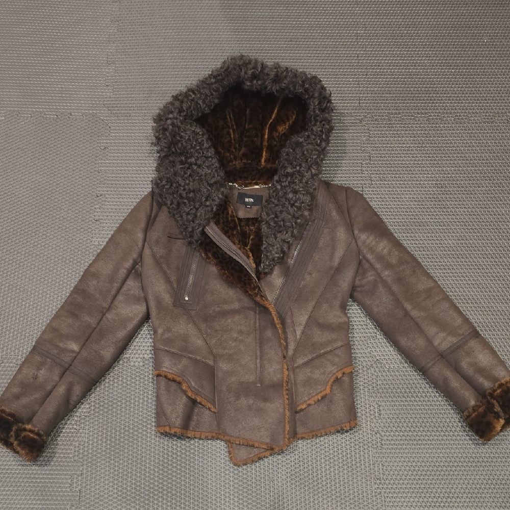 Cozy Brown Teddy Jacket with Shearling Lining, 100% Lamb Leather